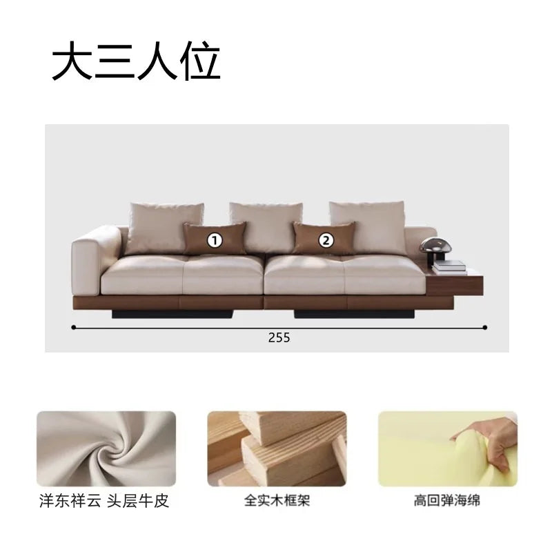 Connelly Leather Italian Minimalist Sofa