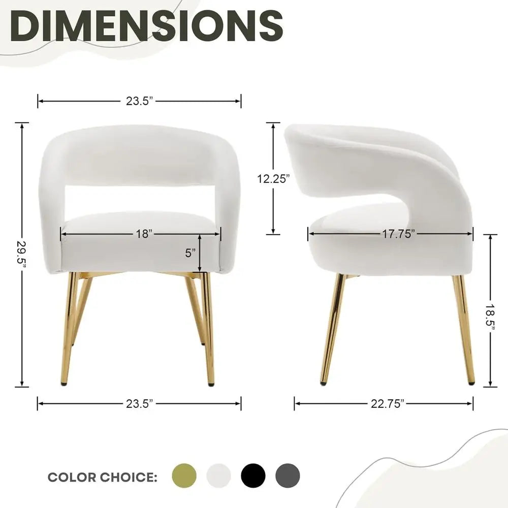 Velvet Upholstered Dining Chairs Set of 2