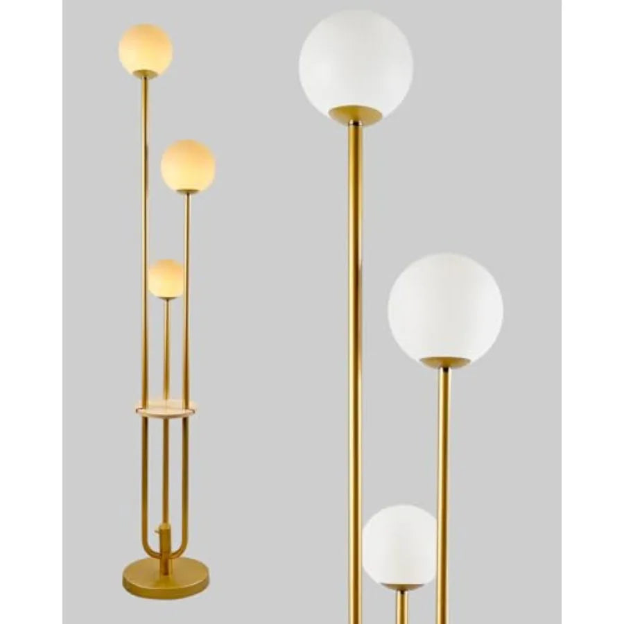 63Inch Floor Lamp Dimmable Gold Floor Lamp with 5Lbs Heavy Base for Living Room 2-Light Mid Century Modern Tall Standing Lamp w