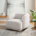 Large Comfortable Barrel Chair, Wooden Legs, Stylish Upholstered Armchair for Living Room, Bedroom, or Waiting Area (Camel)