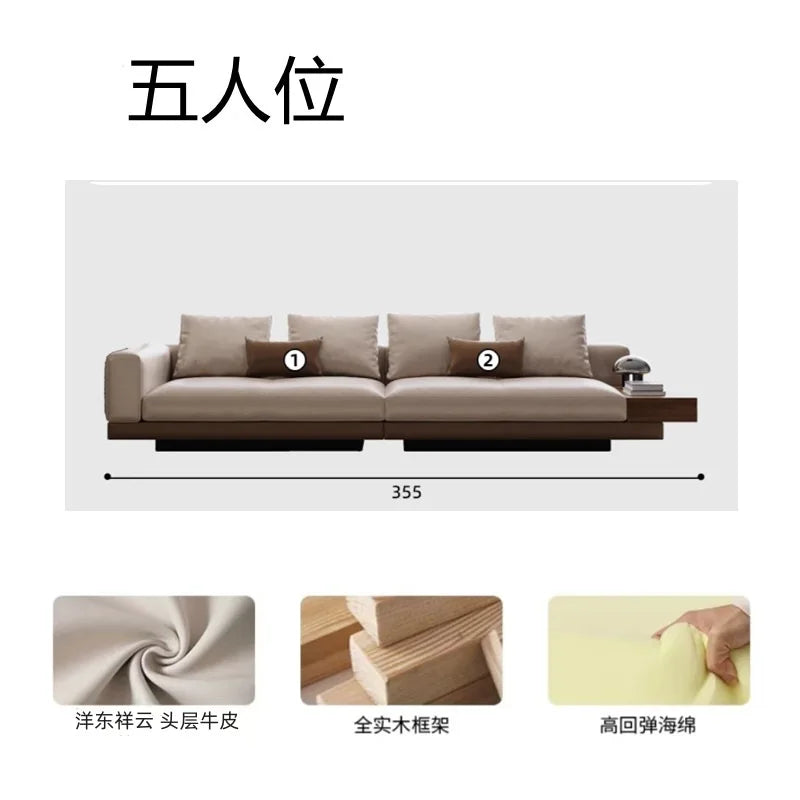 Connelly Leather Italian Minimalist Sofa