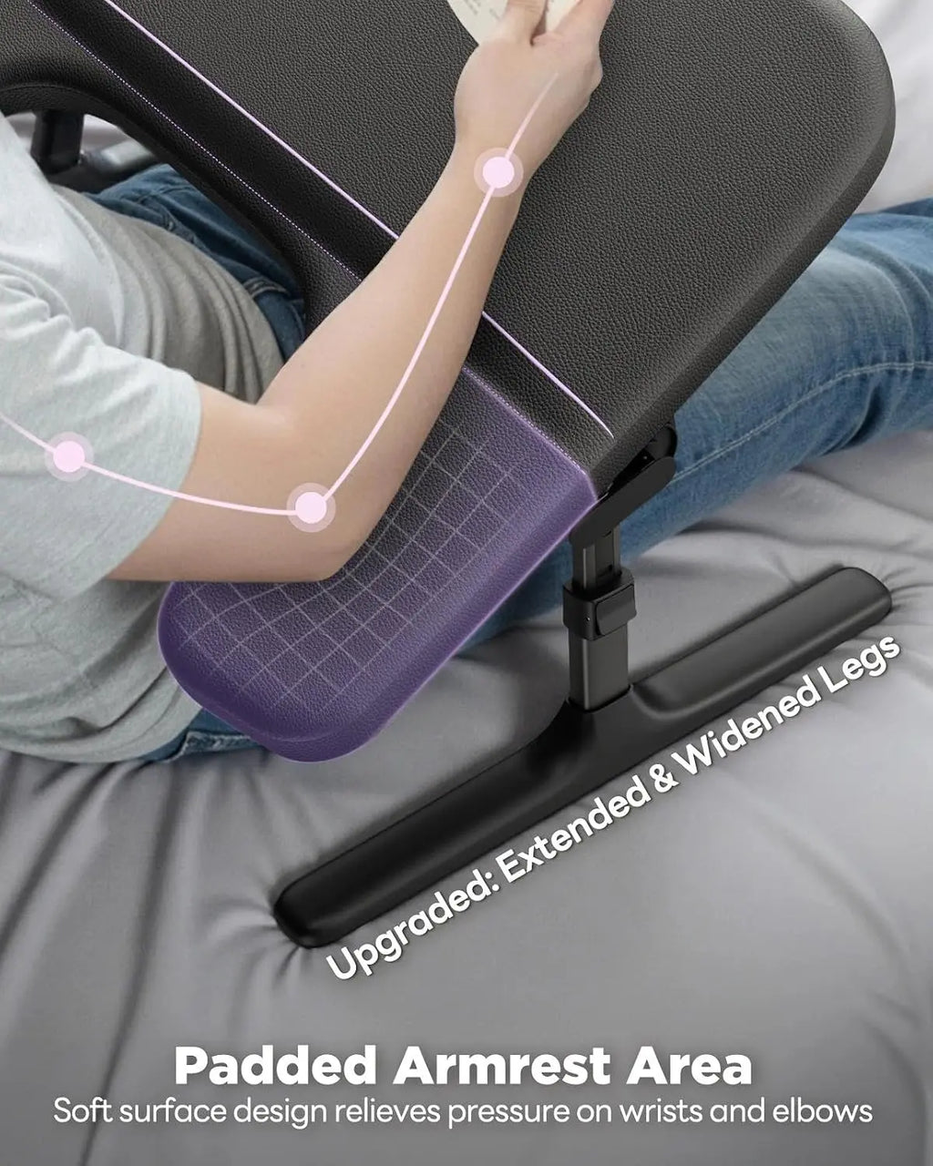 Adjustable Lap Desk for Bed with Armrests,