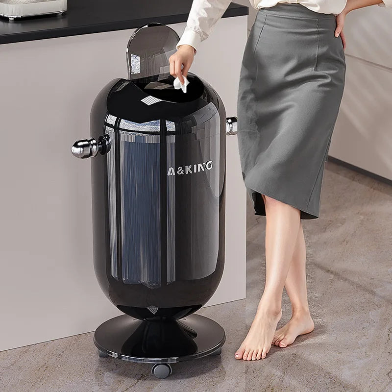 Swing Lid Trash Can Wheeled High Capacity
