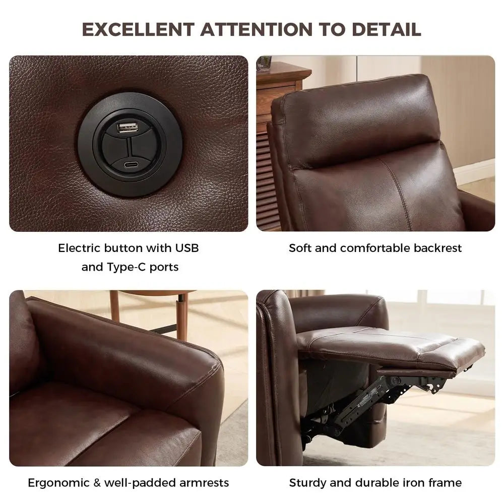 Genuine Leather Power Recliner Sofa