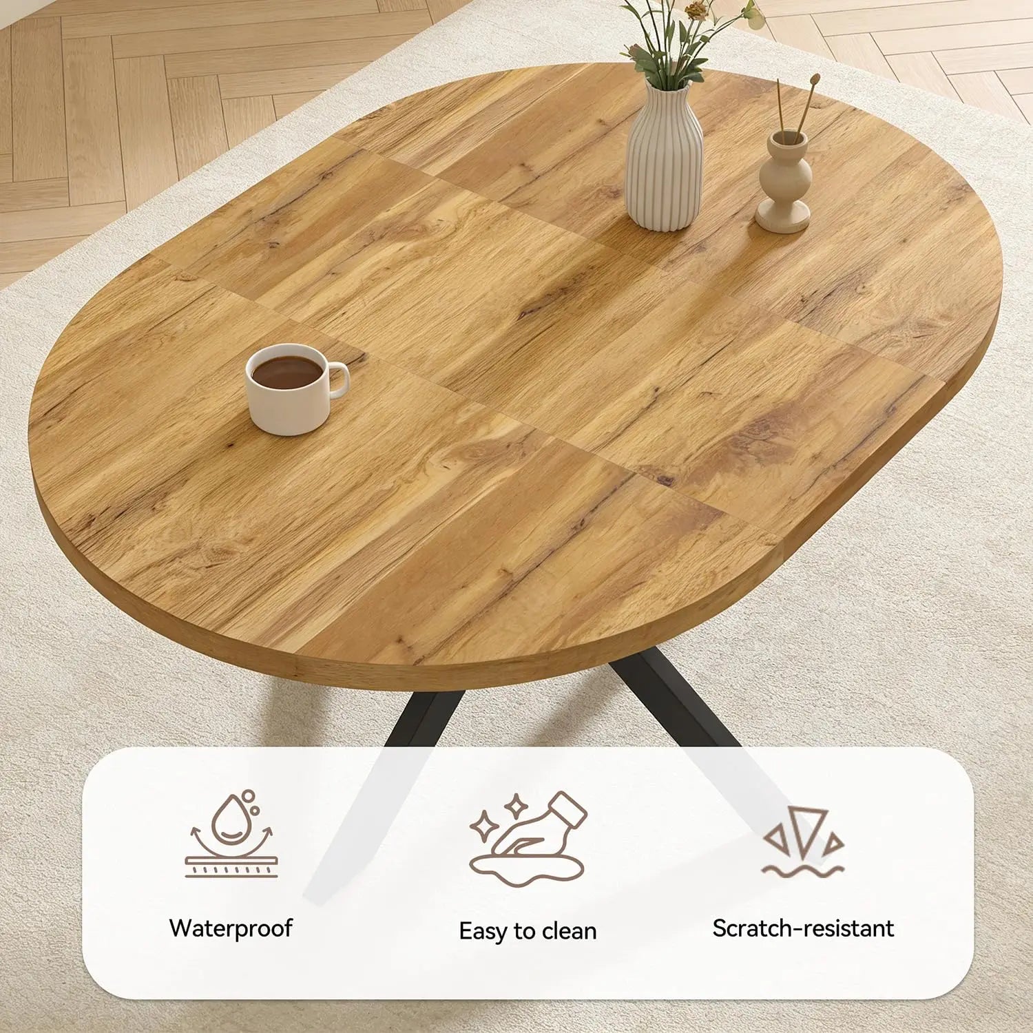 7-Piece Extendable Round Dining Table with Chairs Set