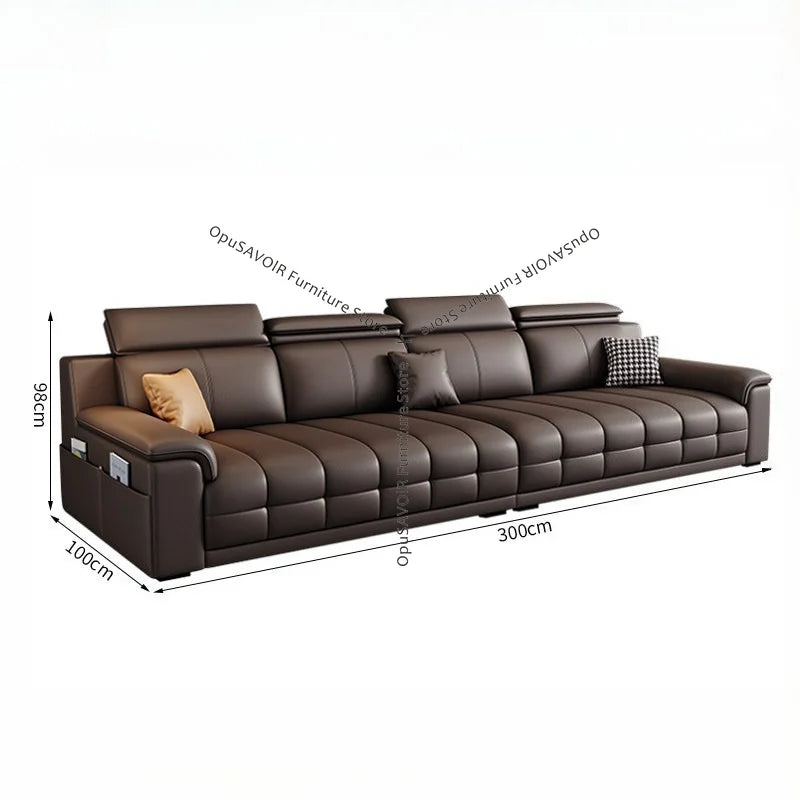 Italian Minimalist Lawrence Top Grain Leather Sofa