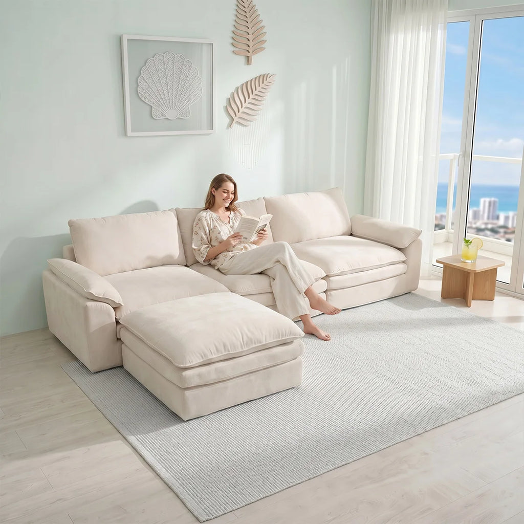 Summer Fresh Cream Style Modular Block Sofa