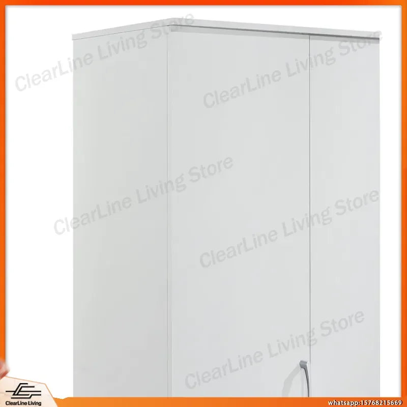 White 3 Door Wardrobe Armoire with Shelf and Hanging Rail