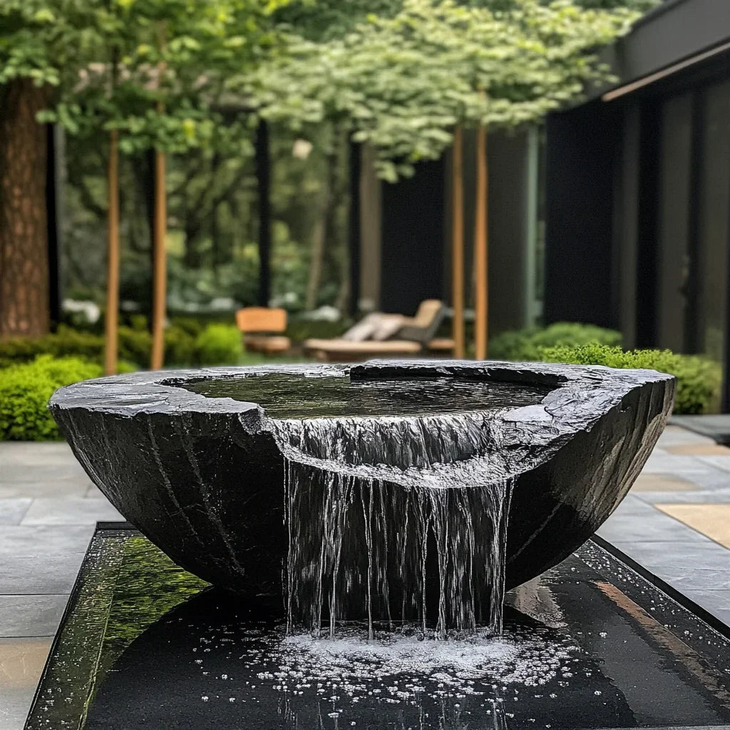 Black Mountain stone water bowl basin