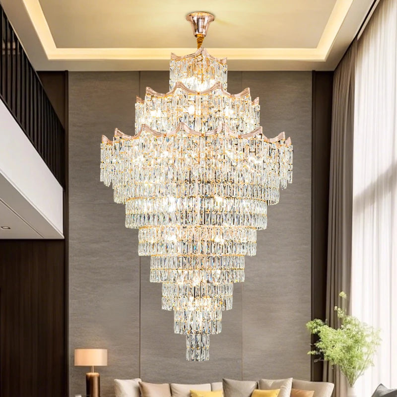 Luxury Modern Crystal High Ceiling Chandelier