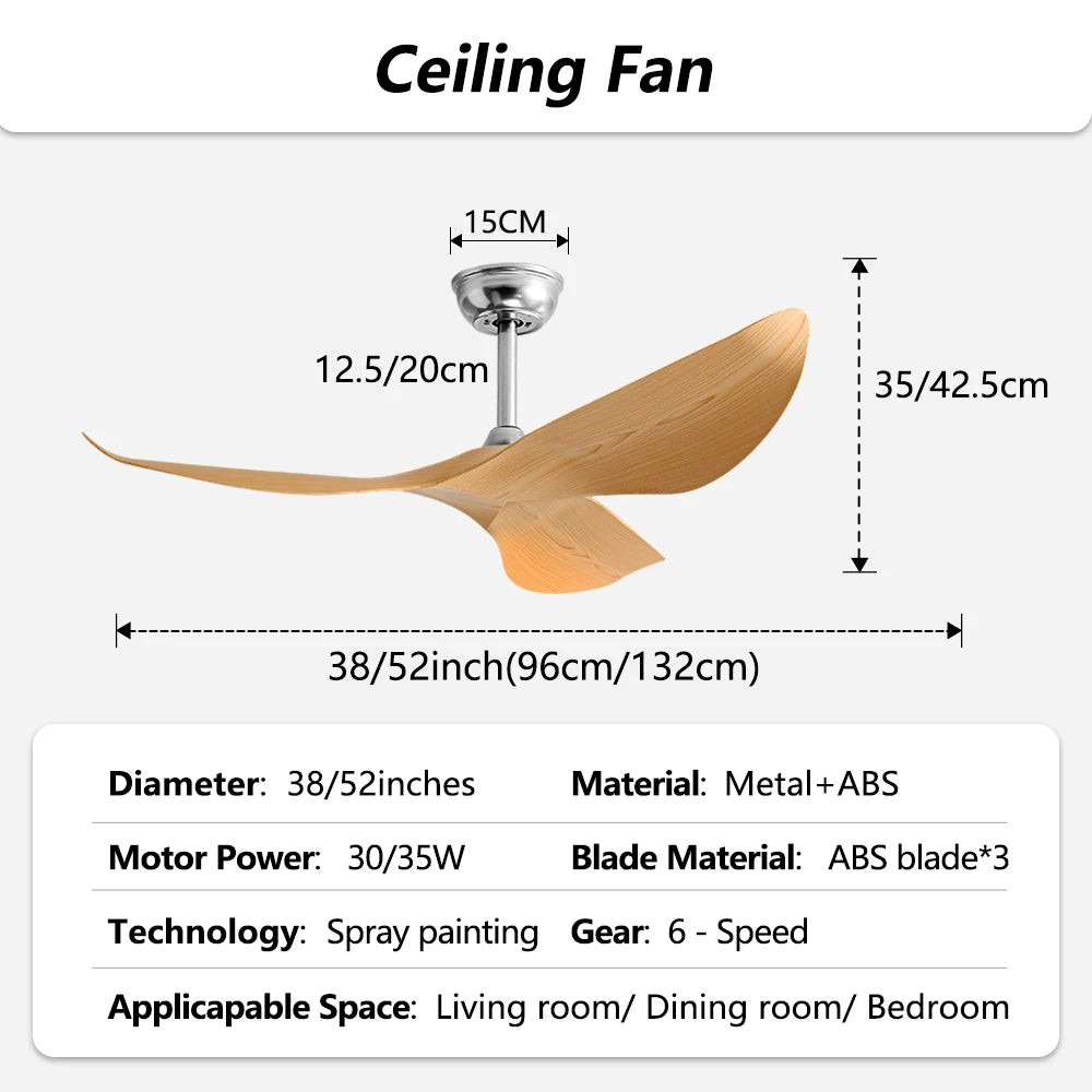 Modern Ceiling Fan Without Light Remote control