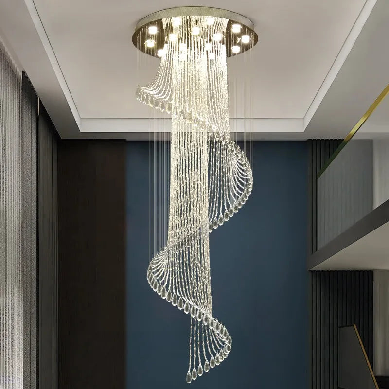Round Staircase Rotating Chandelier