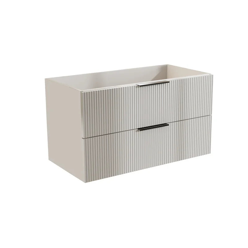 36 Inch Wall Mounted Floating Vanity with Ceramic Sink and Drawers