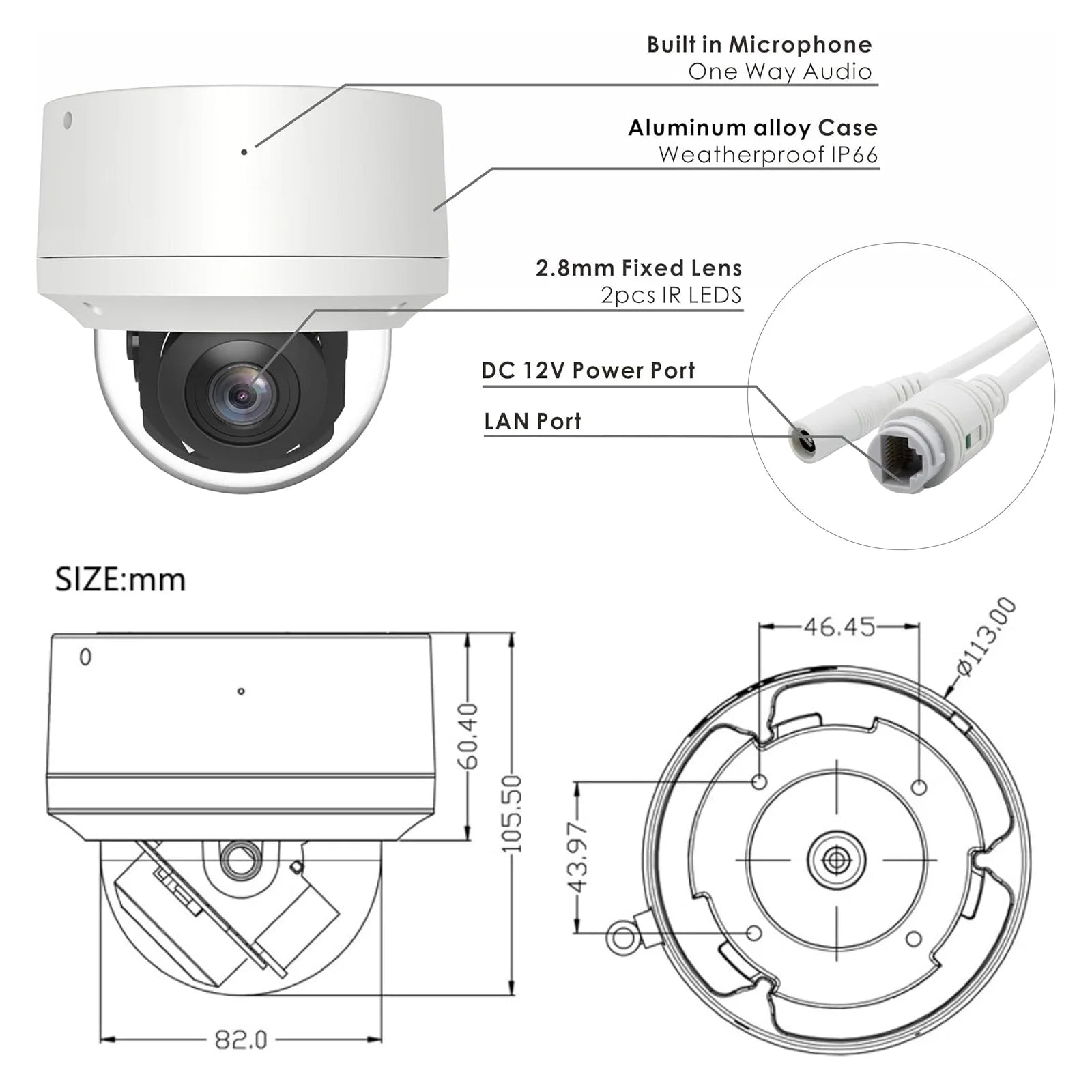 Smart 4k 8MP POE IP PTZ Camera 5X Optical  Zoom Audio Camera