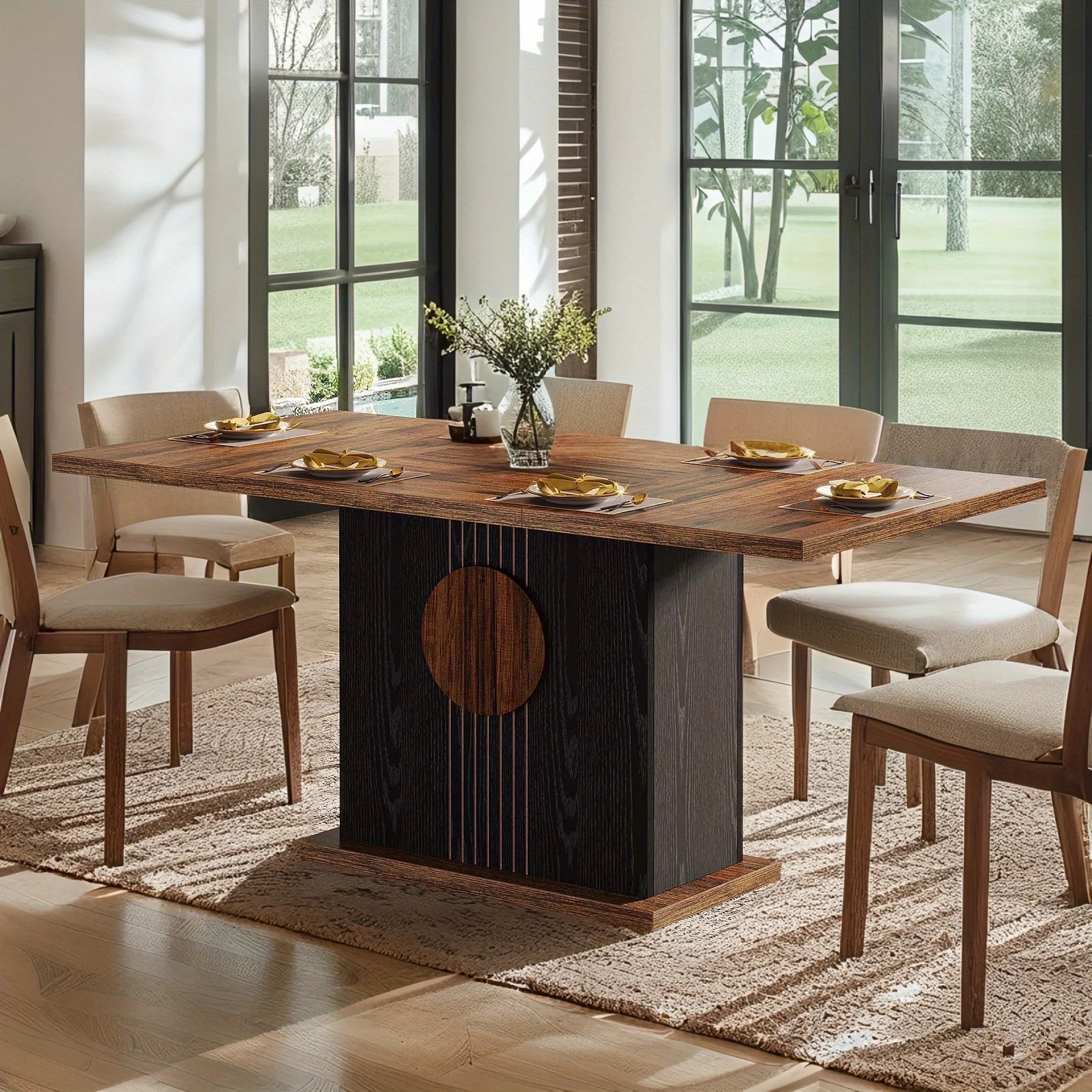 Stylish Wooden Rectangular Dining Table