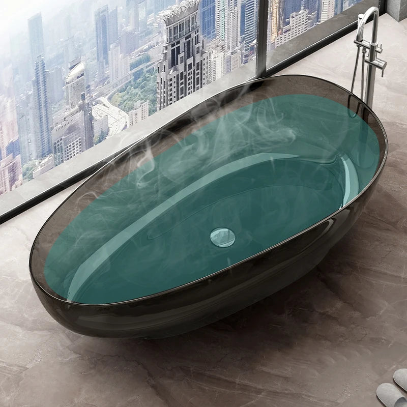 Acrylic Egg Shape Transparent Freestanding Bathtub