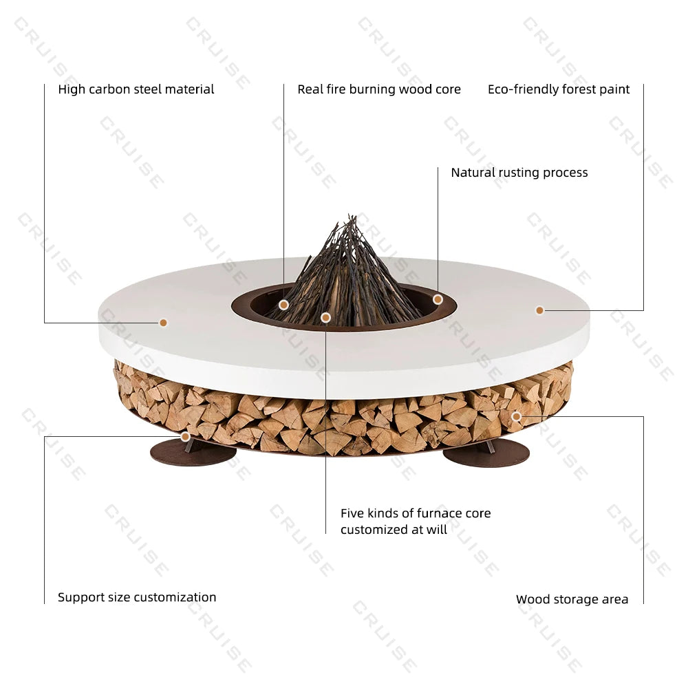 Free Standing Atomized/Electronic Table Fire Pit With BBQ