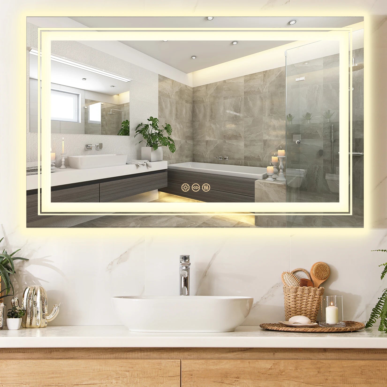 LED Bathroom Mirror Front and Backlit, Anti-Fog,