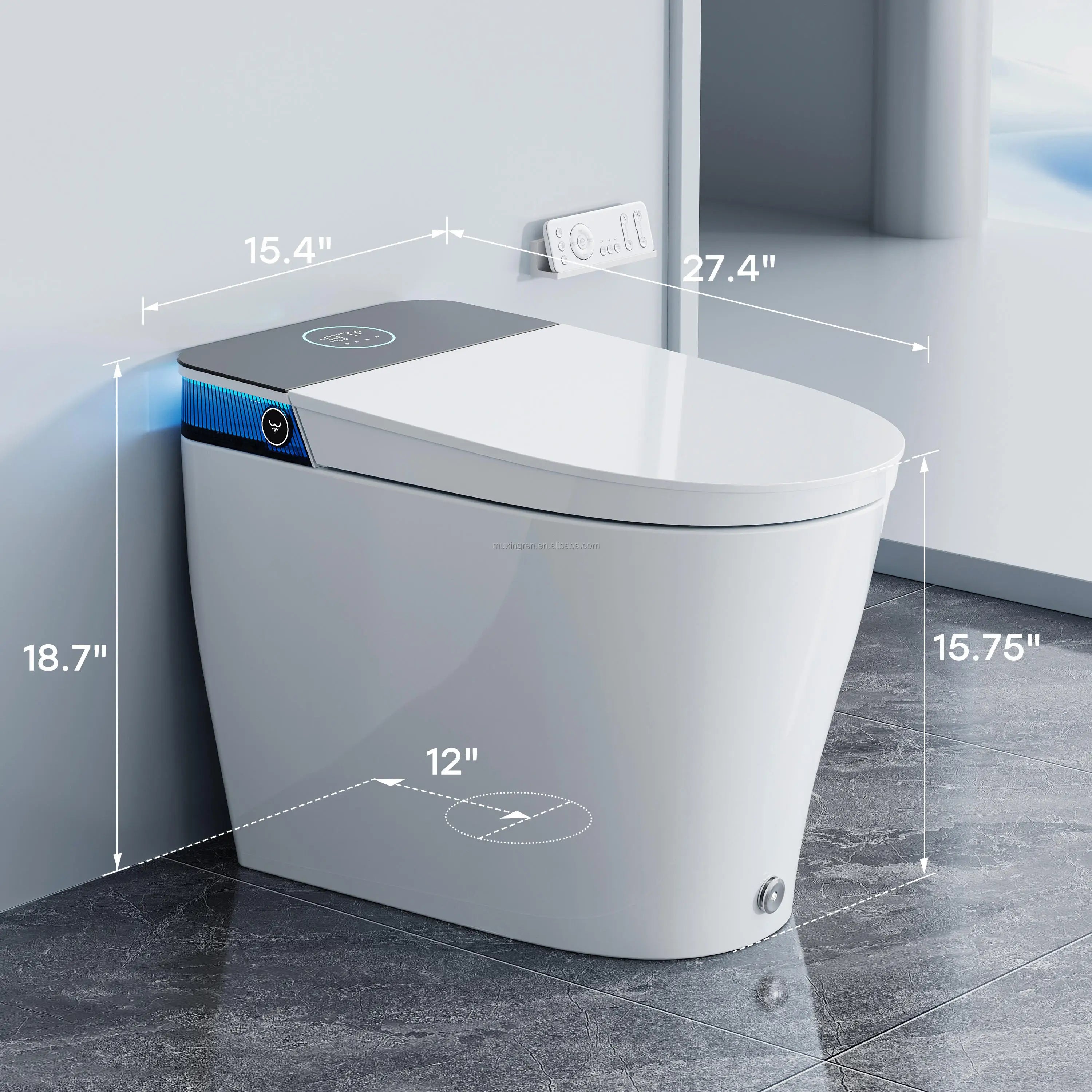 HOROW T38 Retail Listed,Inquire for Wholesale: US Local Stock Modern Smart Toilet with Auto Open/Close Lid Elongated Heated Seat