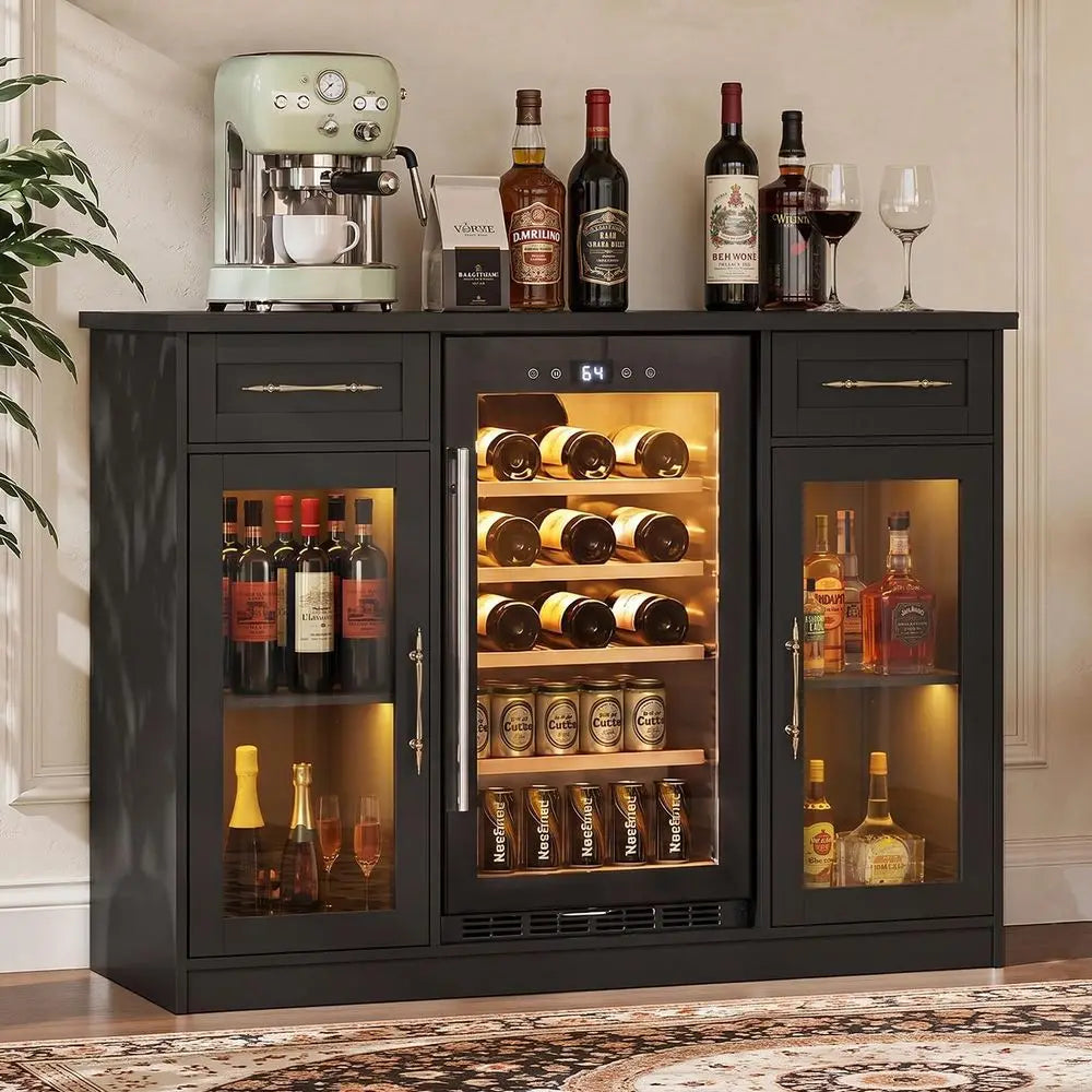 Coffee Bar Cabinet with Wine Racks and Drawers