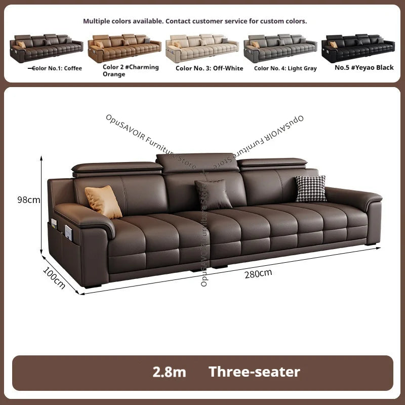 Italian Minimalist Lawrence Top Grain Leather Sofa