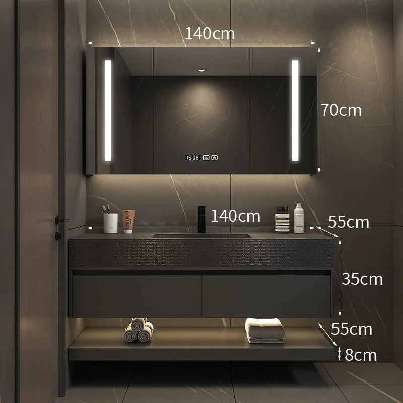 Luxury Washbasin Slate Integrated Vanity Seamless Washbasin Drawers