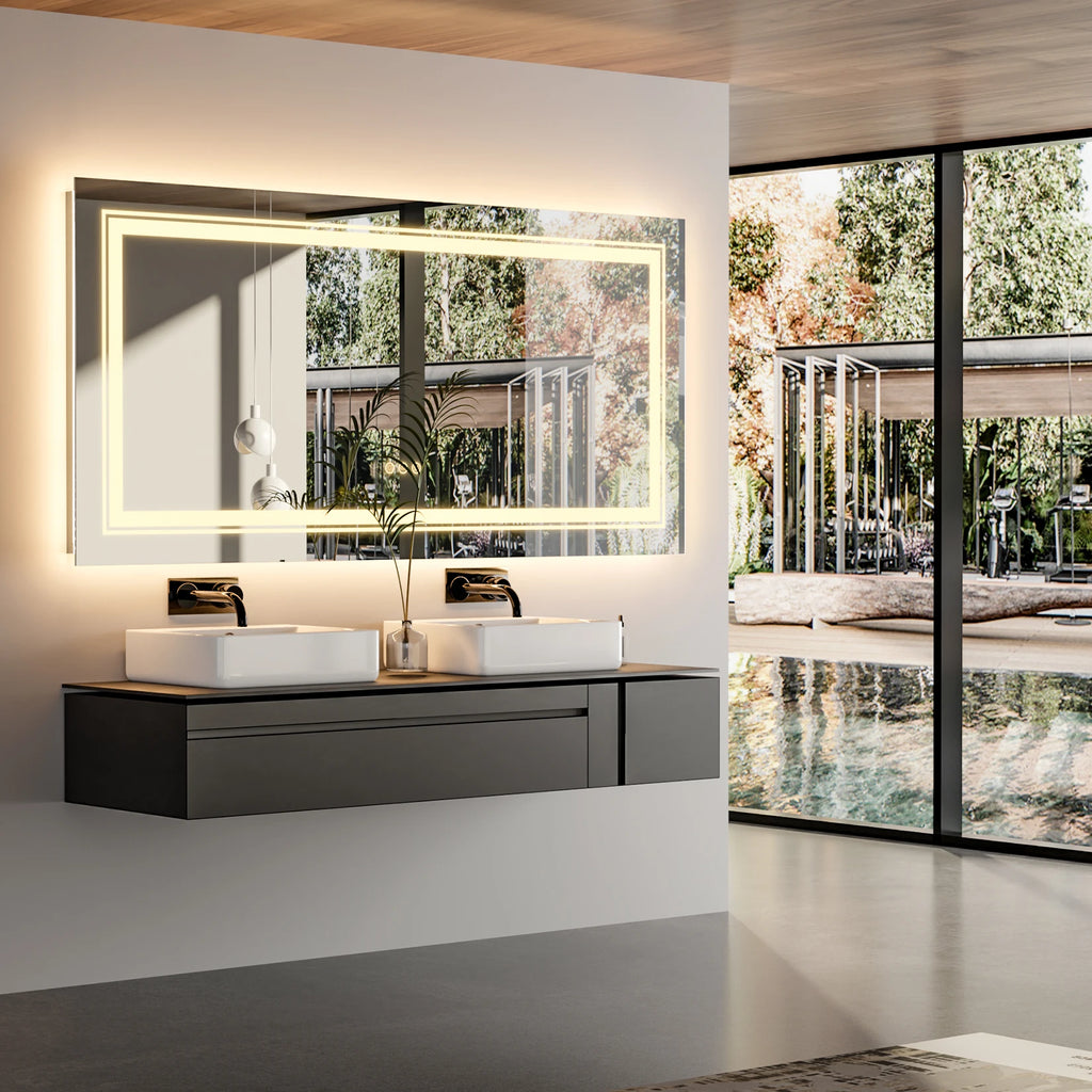 LED Bathroom Mirror Front and Backlit, Anti-Fog,