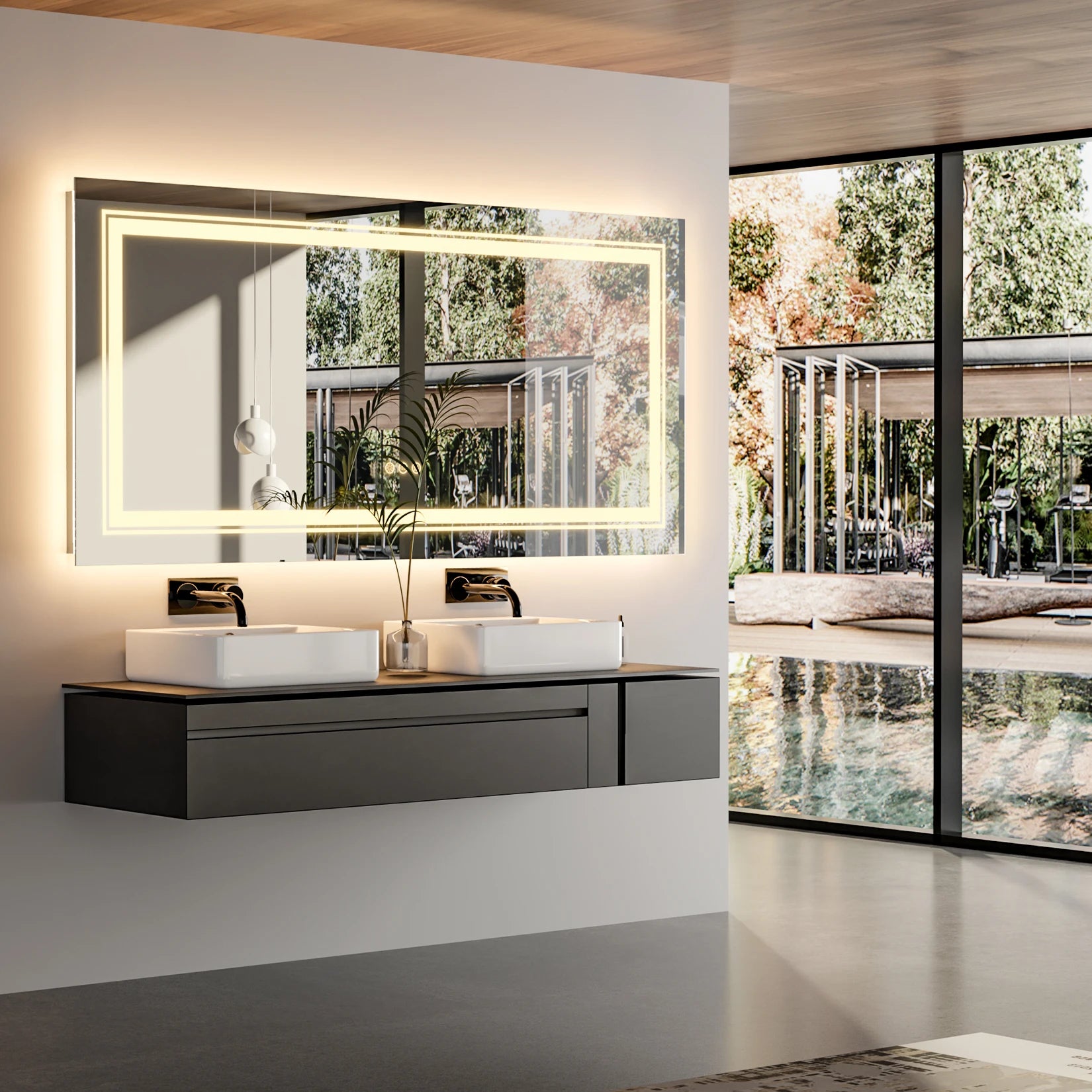 LED Bathroom Mirror Front and Backlit, Anti-Fog,