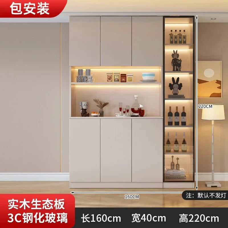 Kitchen Cabinet Sideboards Tall Cabinet with Glass Doors and Drawer Wine Cabinet Pantry Hunch with Shelves Kitchen Island