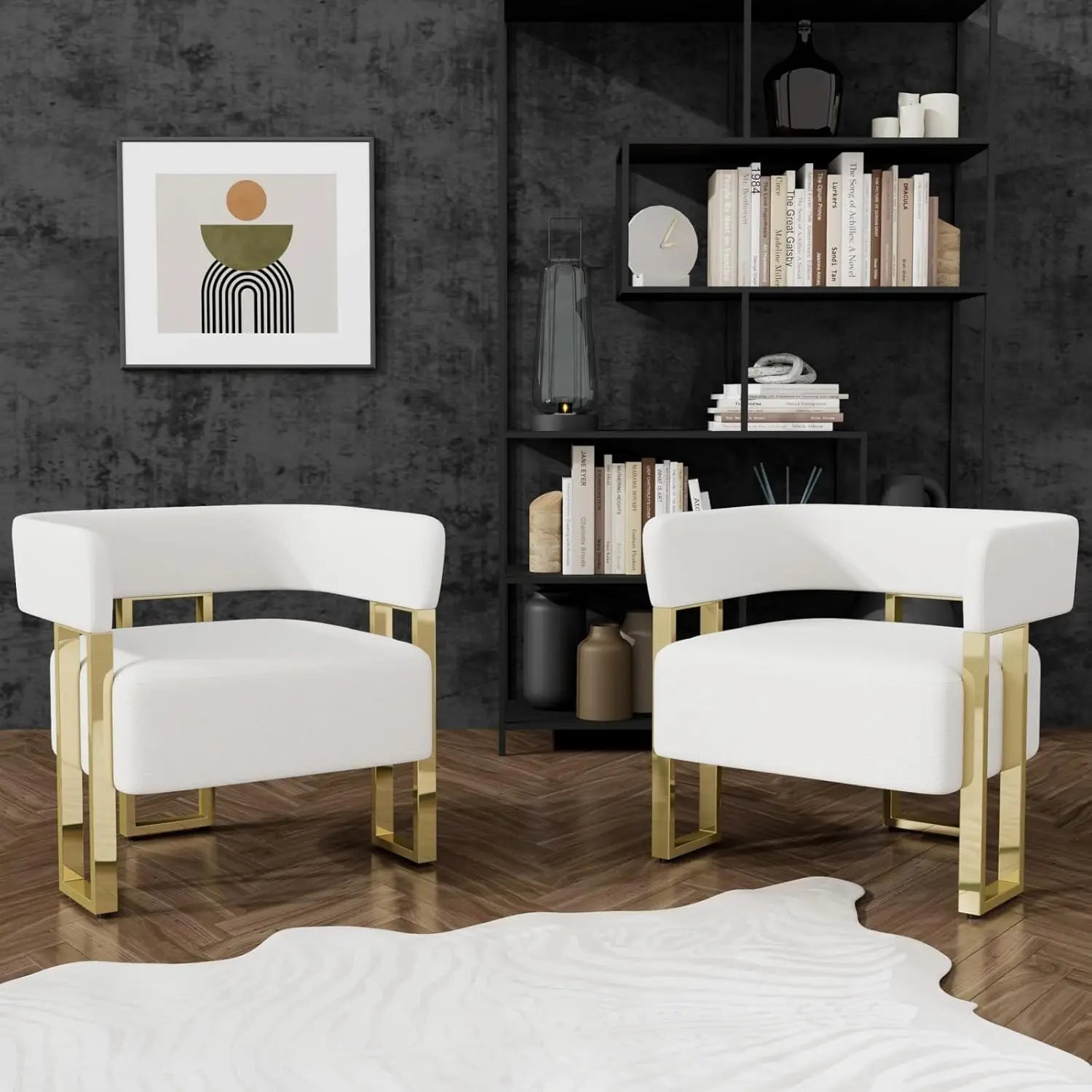Modern Velvet Barrel Accent Chairs Set of 2