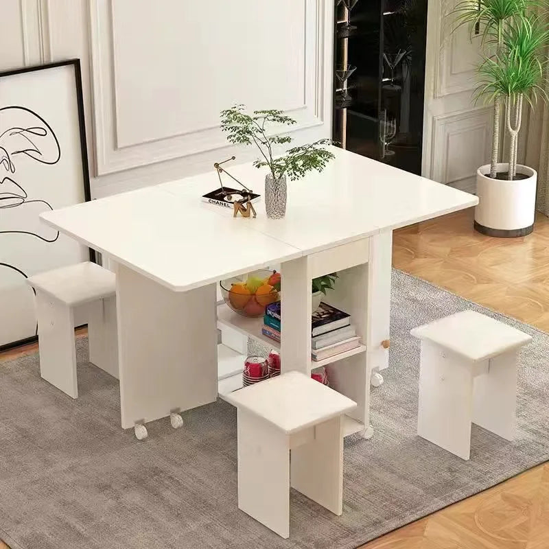 Folding Dining Table Set 4 Chairs Italian Nordic Luxury Dining Table Decorate Simple Mesas Y Sillas De Comedor Kitchen Furniture