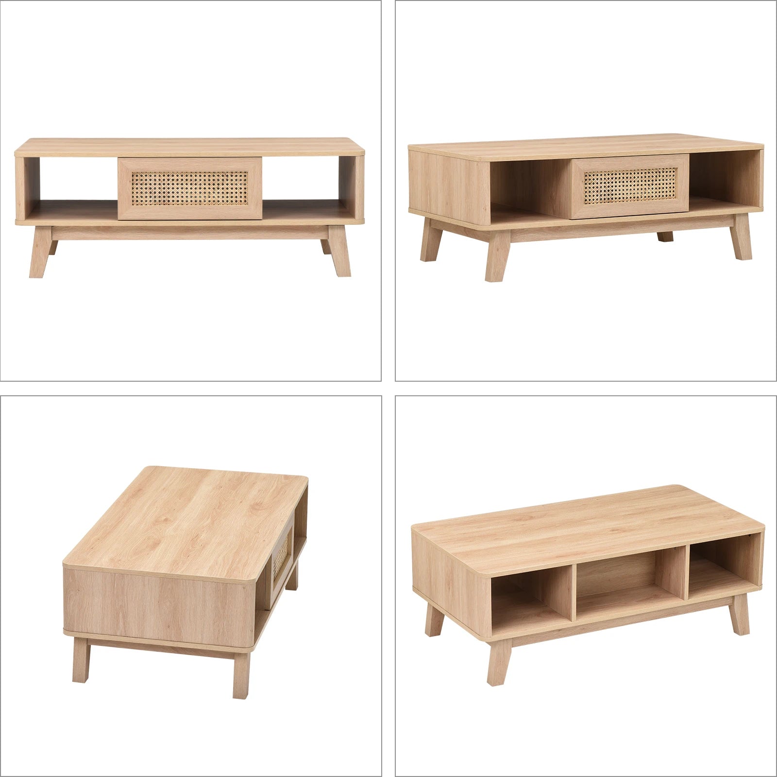 Modern Coffee Table with Rattan Drawer