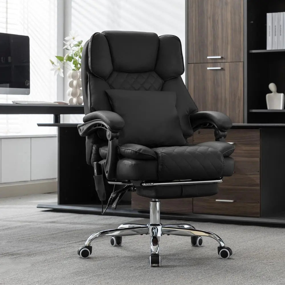 Reclining Executive Office Chair Massage with Heated, with Footrest, Computer