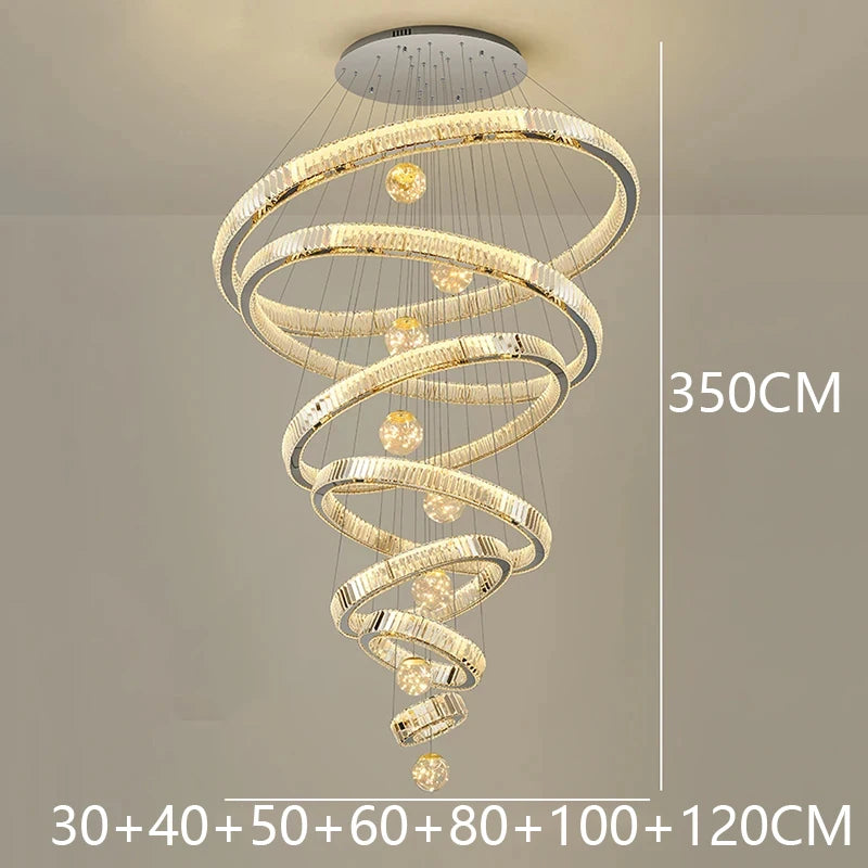 Modern Crystal Chandelier Lustre Stair Pendant