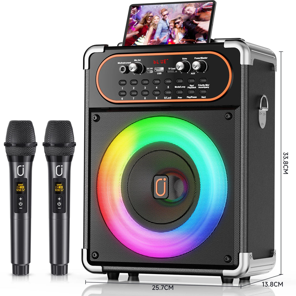 S68 Karaoke Machine with 2 Microphones,Gatherings and Parties, PA System with Echo Adjustment for Adults, Stage-subwoofers