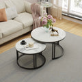 Small Living Room Table 2 Pack Round Marble Nesting
