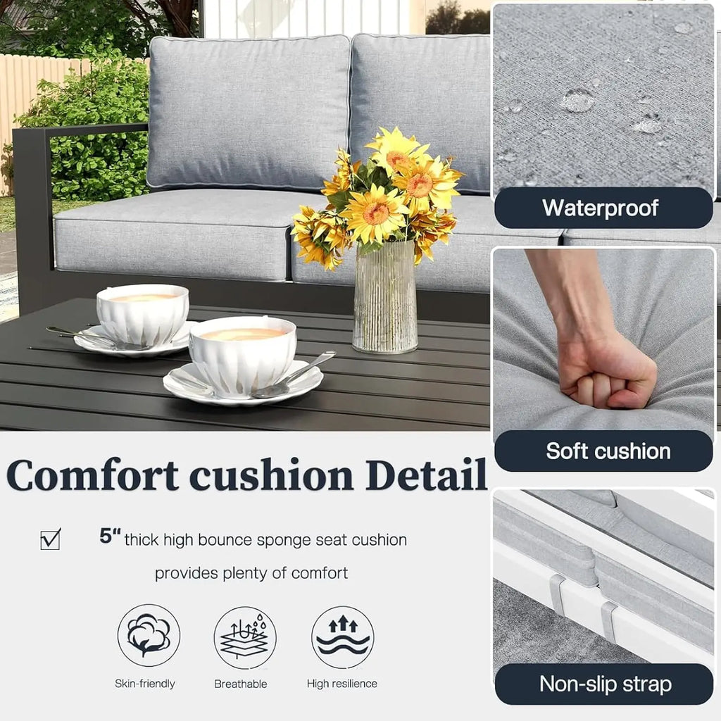 5 Piece Modern Aluminum Patio Furniture Set