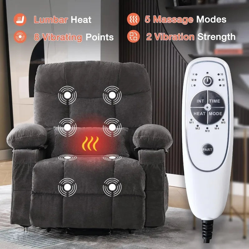 Power Lift Recliner Chair, Vibration Massage, Heating