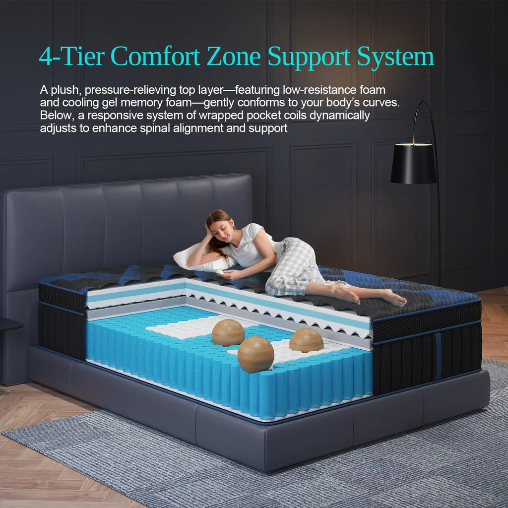 12"Gel Memory Foam Hybrid Pocket Spring Mattress T