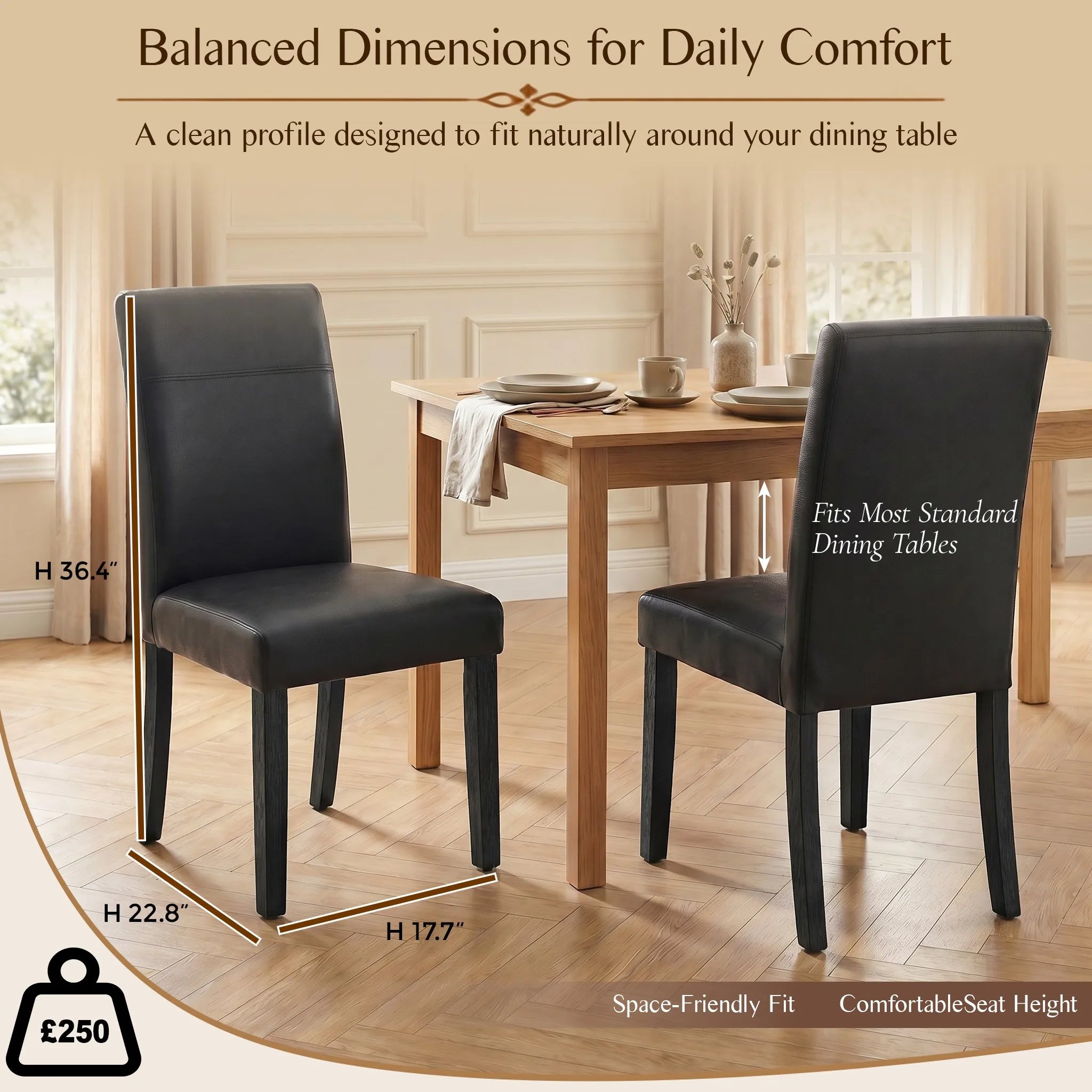 Modern Leather Dining Chairs Set of 2