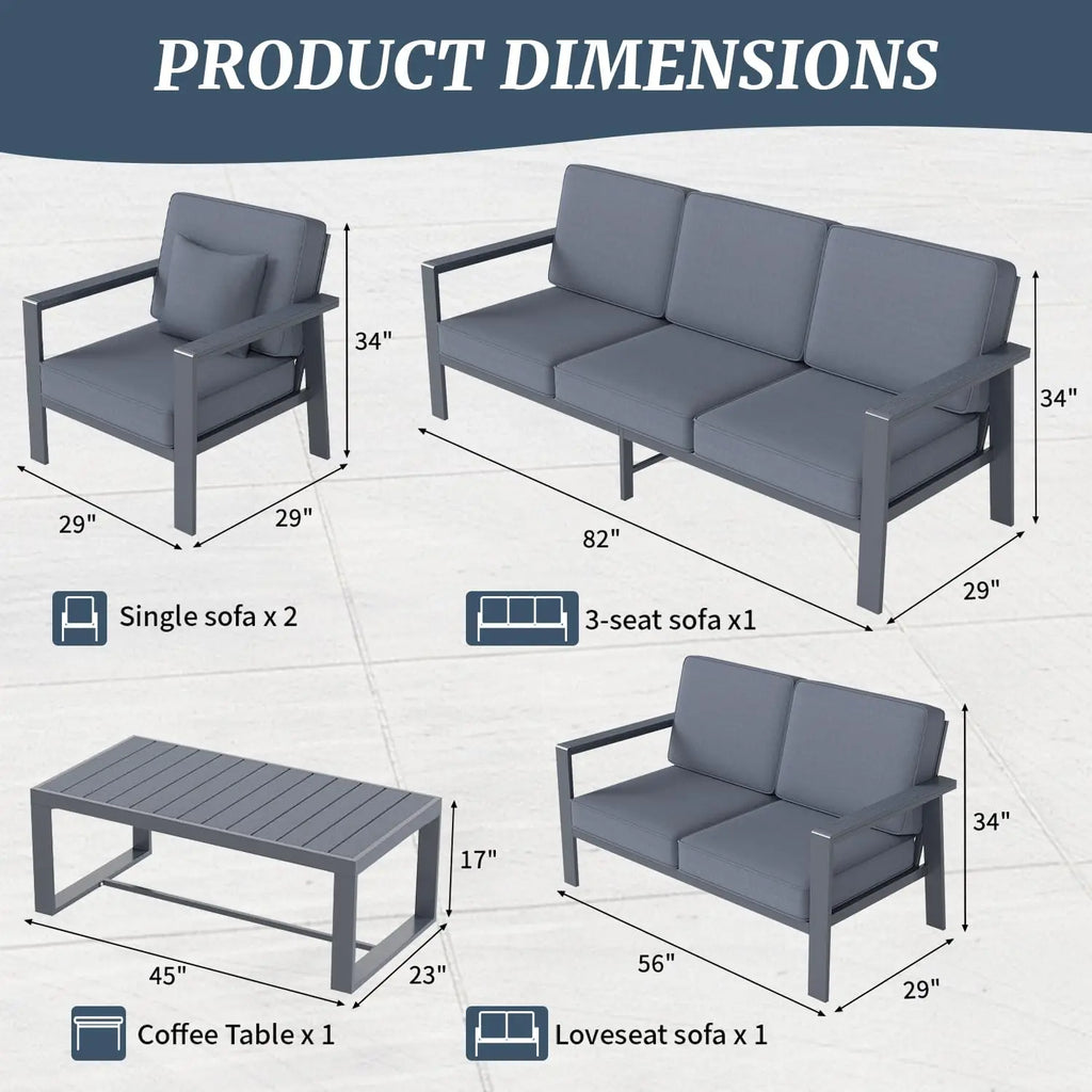 Modern Metal Outdoor Conversation Sectional Sofa