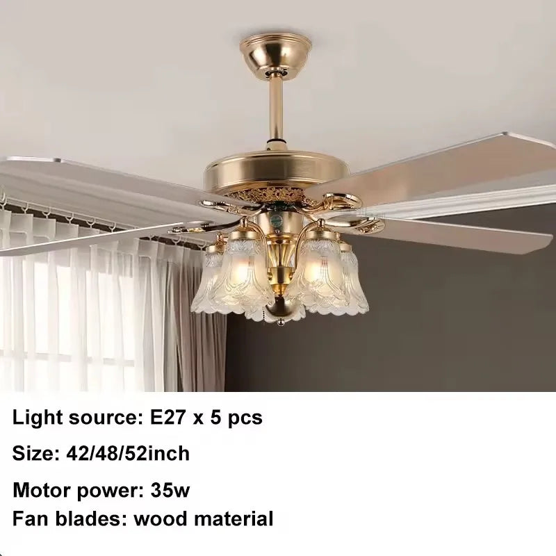 Gold Ceiling Fan Light 42inch 52in