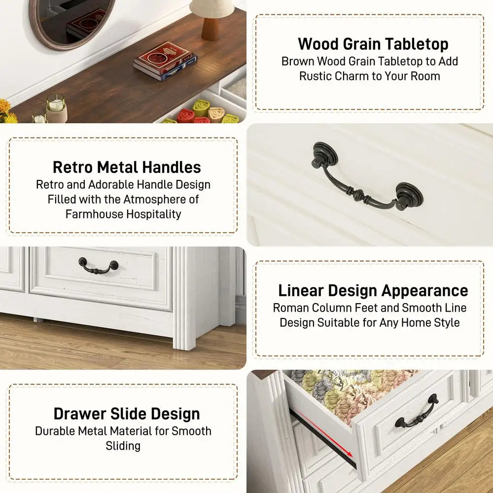 Farmhouse 12 Drawer Dresser for Bedroom,