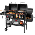 2 Burner Gas Charcoal Grill with Offset Smoker