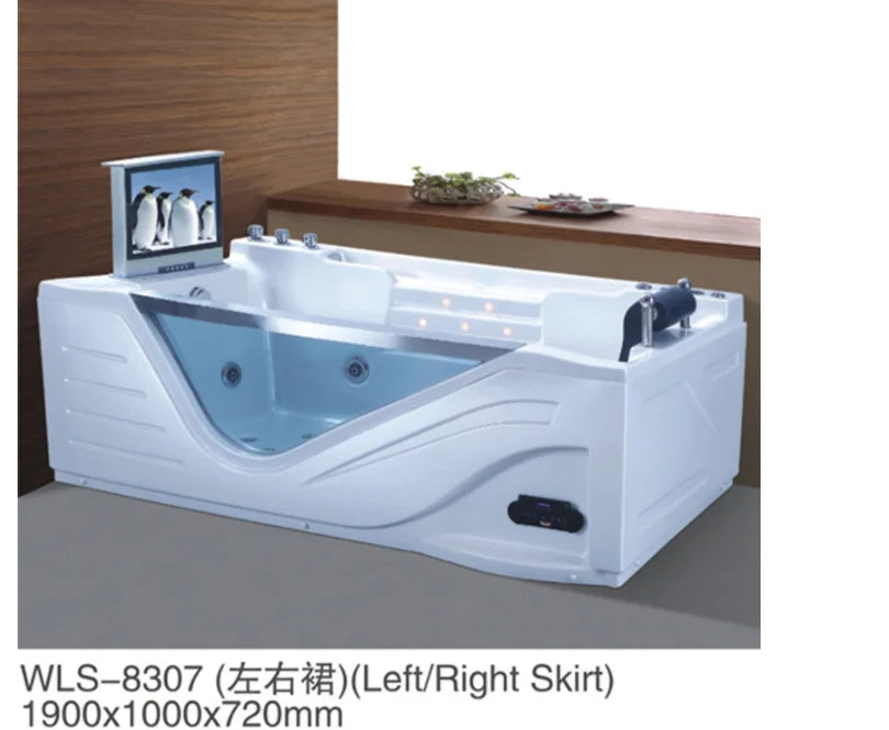 2 person large smart whirlpool massage bathtub with tv