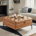 Square Storage Ottoman with Metal Legs