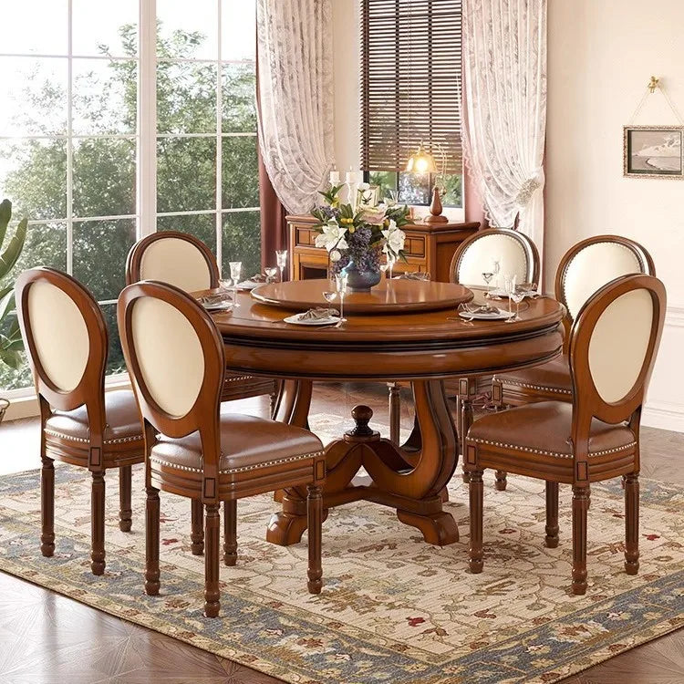 American all-solid wood dining table and chair combination