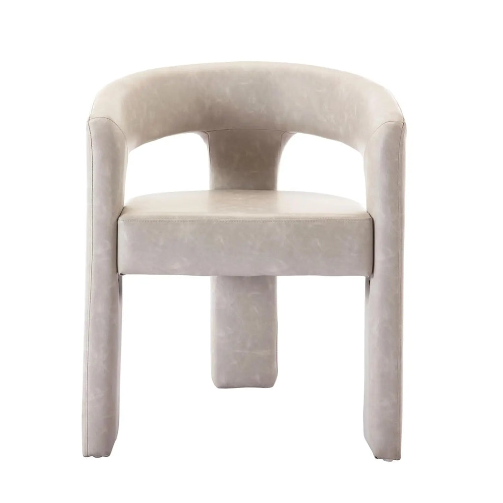 Upholstered Barrel Dining Chair Faux Leather