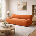 Modern L Shape Sectional Sofa Cream White Fabric Deep Seat Cloud