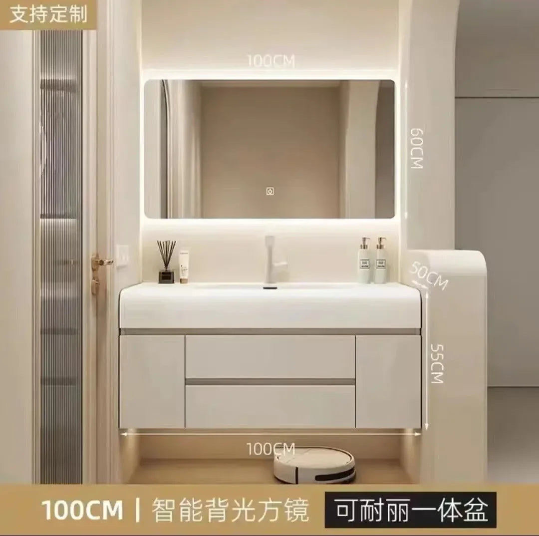 Luxury Cabinet White Rock Integrated Washbasin